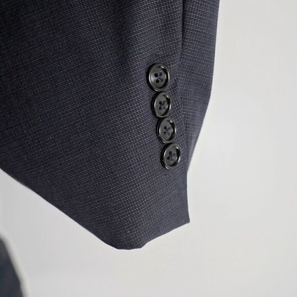 Hart Schaffner Marx 42R Wool Gray Check Suit 39/31 2 Piece 2 Button High Rise Pl - Picture 7 of 16